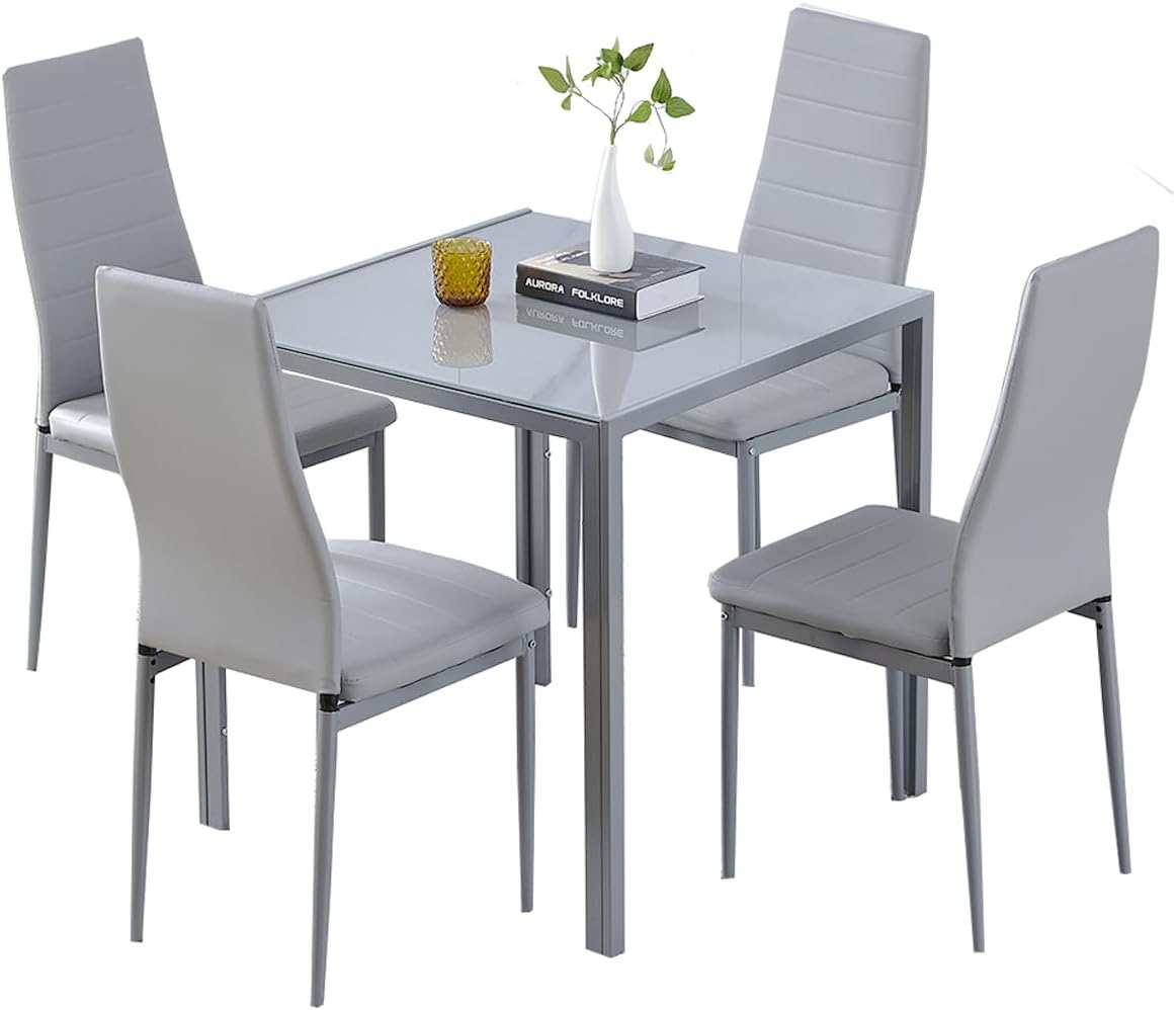 Homullel Modern Dining Table and Chairs Set for 4 Space Saving, 75cm ...
