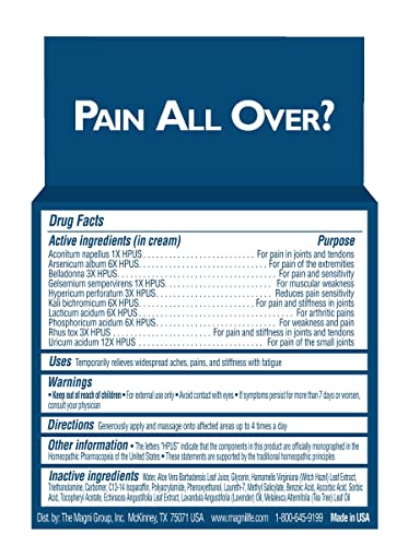 Image of MagniLife Pain and Fatigue Relief Cream, 4 oz, Fast-Acting Relief for Fibromyalgia Symptoms, Muscle Aches & Joint Pain, Helps Relieve Soreness & Tenderness, Deep Penetrating Formula