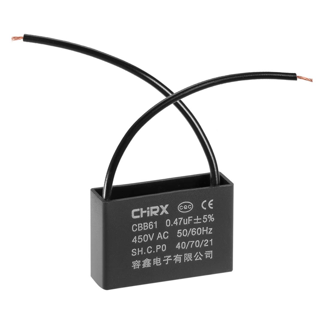sourcing mapCeiling Fan Capacitor CBB61 0.47uF 450V AC 2 Wires Metalized Polypropylene Film Capacitors 36.5x11x24.5mm for Water Pump Motor Generator