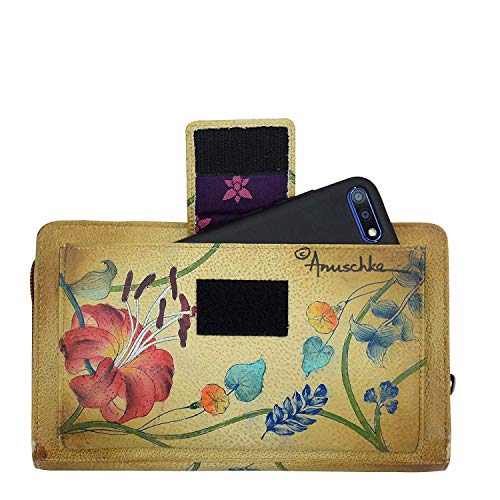 Image of Anuschka Women's Leather Wallet - Hand-Painted Genuine Leather Wallet with RFID Protection - 1149, Caribbean Garden