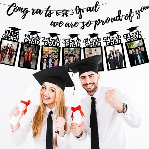 2025 Graduation Photo Banner Kindergarten to 12th Grade Photo Banner, Graduation Party Decorations for Middle High School College