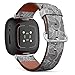 CJBROES Replacement Leather Watch Band, Compatible with Fitbit Versa 3 and Fitbit Sense of Wristband Bracelet Accessory - Leaves lace
