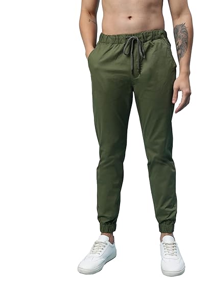 Pure Cotton Stretchable Mid Rise Beige Ankle Length Joggers for Men (VJR0223BGCT002)