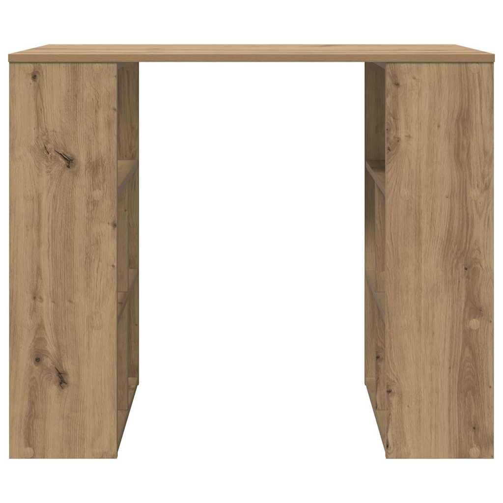 Biurko Artisan z drewna dębowego z 4 półkami 90 x 50 x 75 cm, nowoczesny stół biurowy do domowego biura, gabinetu, pokoju młodzieżowego, z półką i zarządzaniem kablami