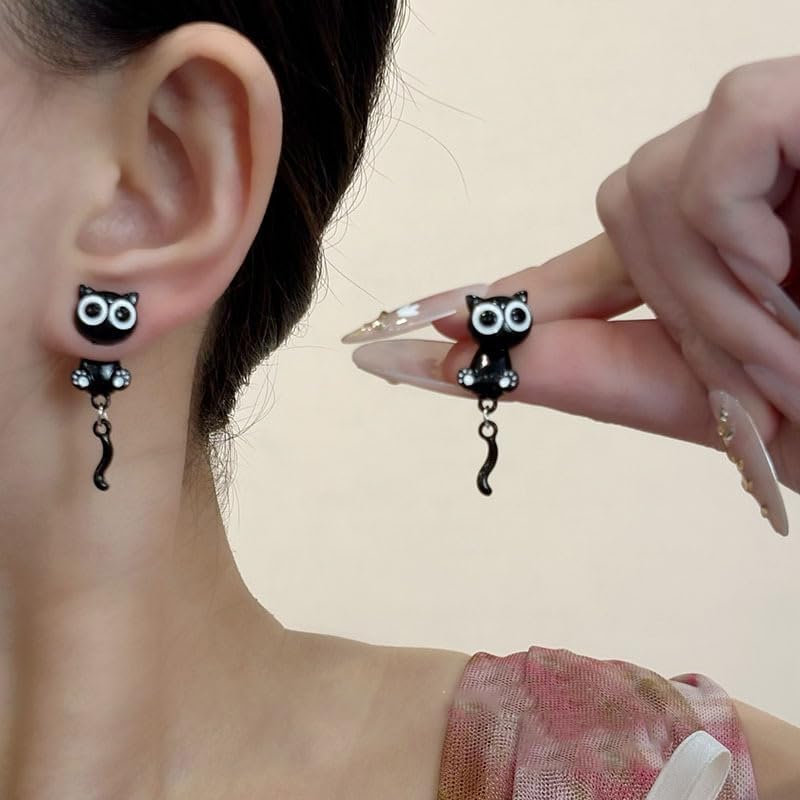 Black Cat Earrings for Women Cute Cat Paw Stud Earrings Halloween Christmas Jewelry Gifts - Image 4