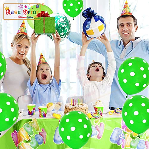 Image of RasuDecor 20 Pieces 12 inch Polka Dot Latex Balloon Green and White Dot Colorful Balloons, 12 Inch Latex Polka Dots Balloons for Kids Women Men Birthday Easter Engagement Wedding, Halloween Party Supplies Decor #RasuImpex (20Pcs 12 inchPolkaDotGreenWhite)