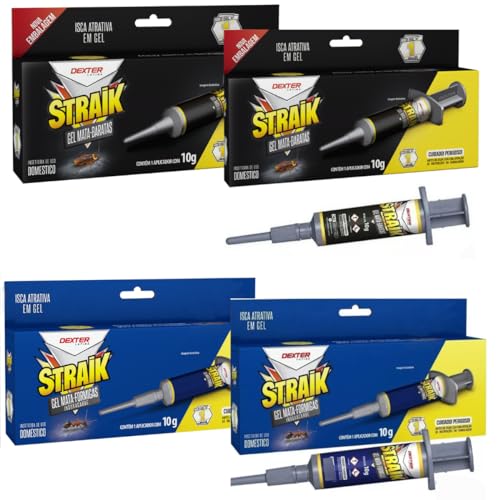 Kit 2 Veneno Barata E 2 Mata Formiga Gel Straik Dexter Latina