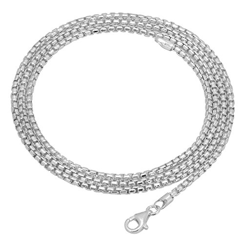 Women's 1.9Mm Solid .925 Sterling Silver Square Box Choker Chain Necklace, 16 Inches #TOP3