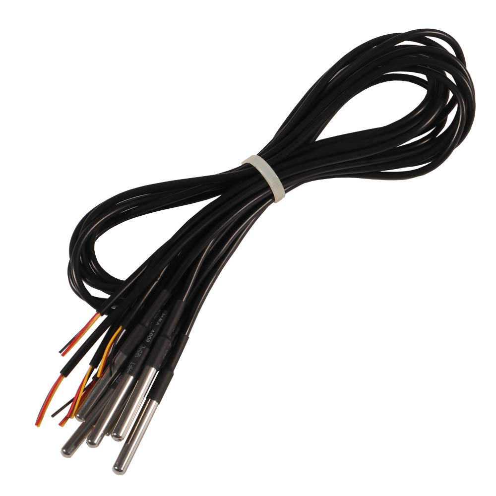 UMLIFE 6PCS Temperature Sensor DS18B20 Waterproof Thermistor Probe with 1M Cable Temperature
