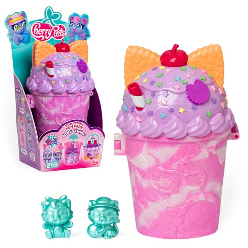 Cherry Pets – Smoothie Fun Park Kitten Twins. Casita con Parque de Atracciones en Forma de Smoothie: Incluye 1 Smoothie, 2 Figuras exclusivas “Color Reveal” y 3 Accesorios