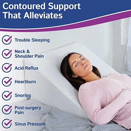 Ebung Bed Wedge Pillow With Memory Foam Top 12In – Wedge Pillow For Snoring, Neck Pillow For Pain Relief, Shoulder Pain, Back Pillow For Sitting In Bed, Heartburn Relief – Removable, Washable Cover #TOP2