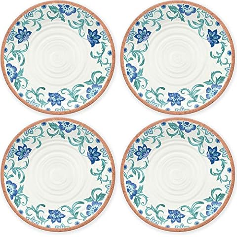 Rio Turquoise Floral Outdoor Dinner Plates Set Cover