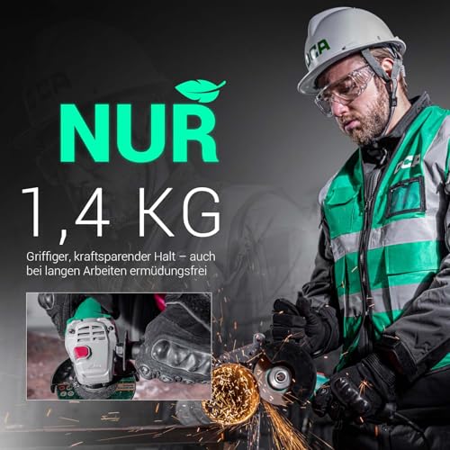 DCA 860W Winkelschleifer 125 mm, 11.800 min⁻¹, Ultraschlanker Griff (178 mm Griffumfang), Kompaktes Getriebegehäuse, 1,6 kg Leichtgewicht Trennschleifer zum Schneiden und Schleifen