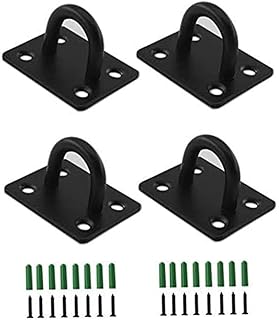 Hooks Ceiling Hanging Hooks Heavy Duty Ceiling Hook Eye Plate Anchor Wall Mount Hooks with Screws Stainless Steel Hooks Outdoors for U Eye Plate - Black
