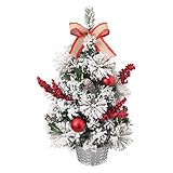 ALEKO CHDSP24 Snow Dusted Holiday Christmas Desk Tree with Burlap Bow 23.5 Inches