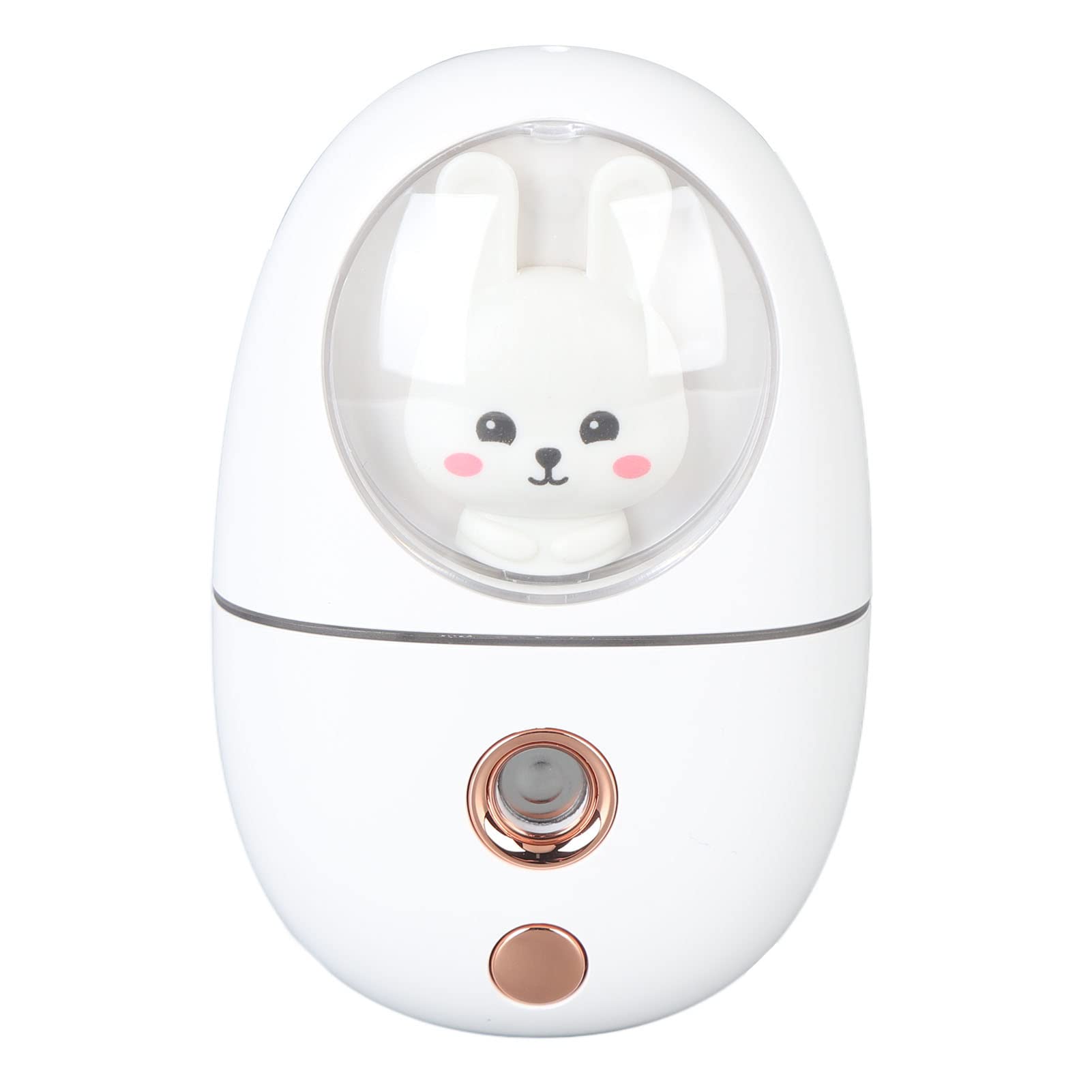 Cute Animal Facial Mist Sprayer with Ultrasonic Vibration Technology, USB Rechargeable Mini Eye Face Humidifier for Travelling 35ml 500mah, Clean Steam and Silent (White)