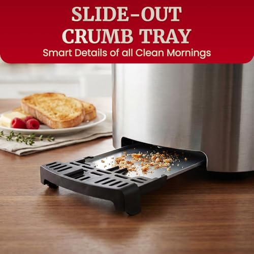 Image of Elite Gourmet ECT5500 4-Slice Long Slot Toaster, Fully Automatic Motorized, Stainless Steel Digital Touchscreen, Extra-Wide Slots, 6 Browning Levels, Bagel, Defrost & Reheat