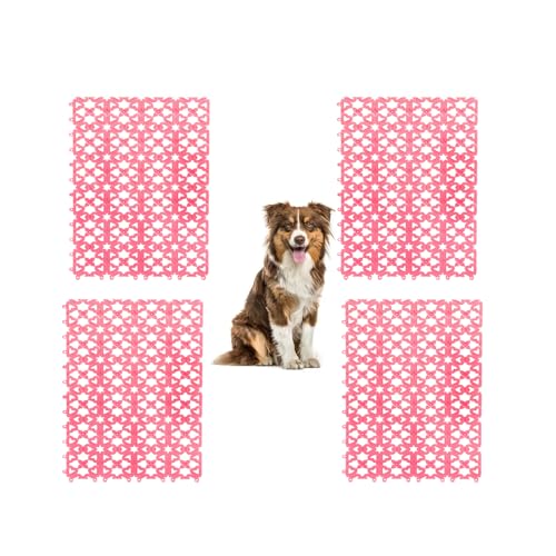 犬用ケージマット猫用ケージ床マット摩擦噛み止め滑り止めペット用ケージ床マット犬用ハートジョイント犬用マット浴室入浴固定足磨きマットトイレマット ペットシーツのおしっこパッド30 × 20cmです こしかけ (ピンク)