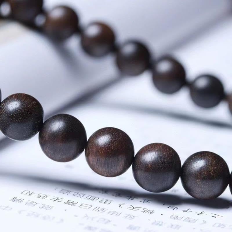 Chapelet de perles de bois d'agar violet, bijoux bouddhistes artisanaux - 3