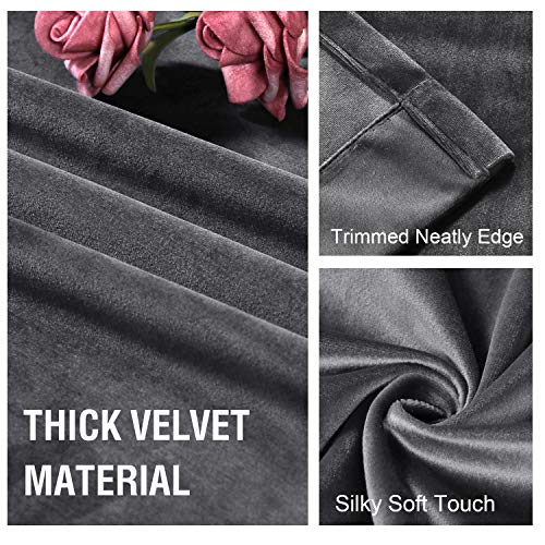 H.VERSAILTEX Room Darkening Velvet Curtains for Living Room, 72" L, Grey - image 3