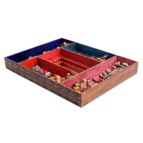 Novica Multicolor Carnaval Scene Folk Art Retablo Wood And Ceramic Wall Mounted Mirror, Little Carnaval' #TOP1