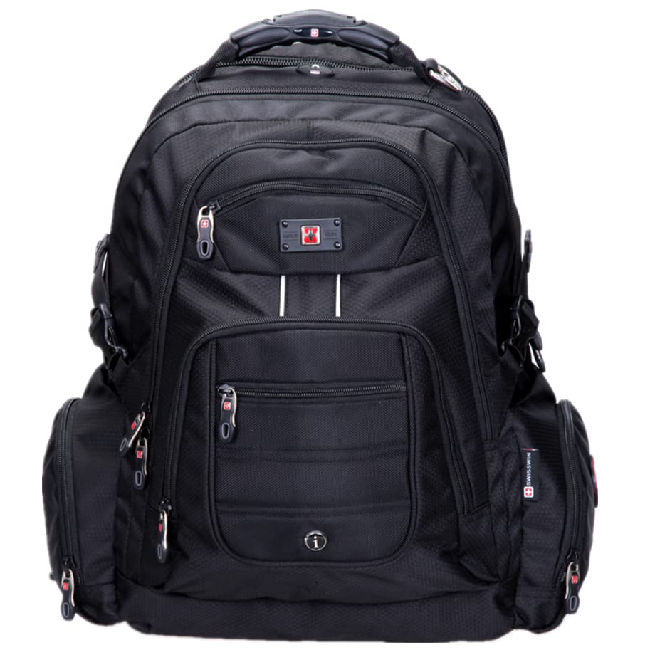 SWISSWIN Swiss Waterproof Business Backpack Travel Backpack College School Backpack Casual Daypack Daily Shoulder Bag SW9801 Black 17
