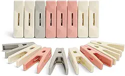 Prendedor de Roupa Premium, Pregador com 16 Unidades para Varal, não Resseca, não Desmonta - Plástico Resistente e Durável - Pressão Forte e com Cores Suave.