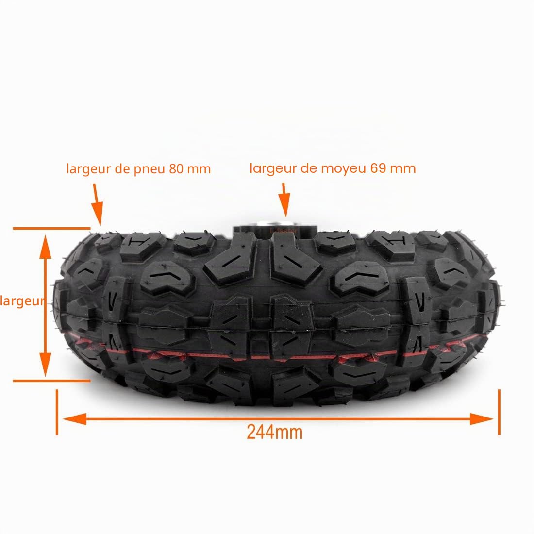 Roue gonflable 10x3.0 avec pneu de montagne et chambre à air compatible avec frein à disque pour scooter électrique tout-terrain
