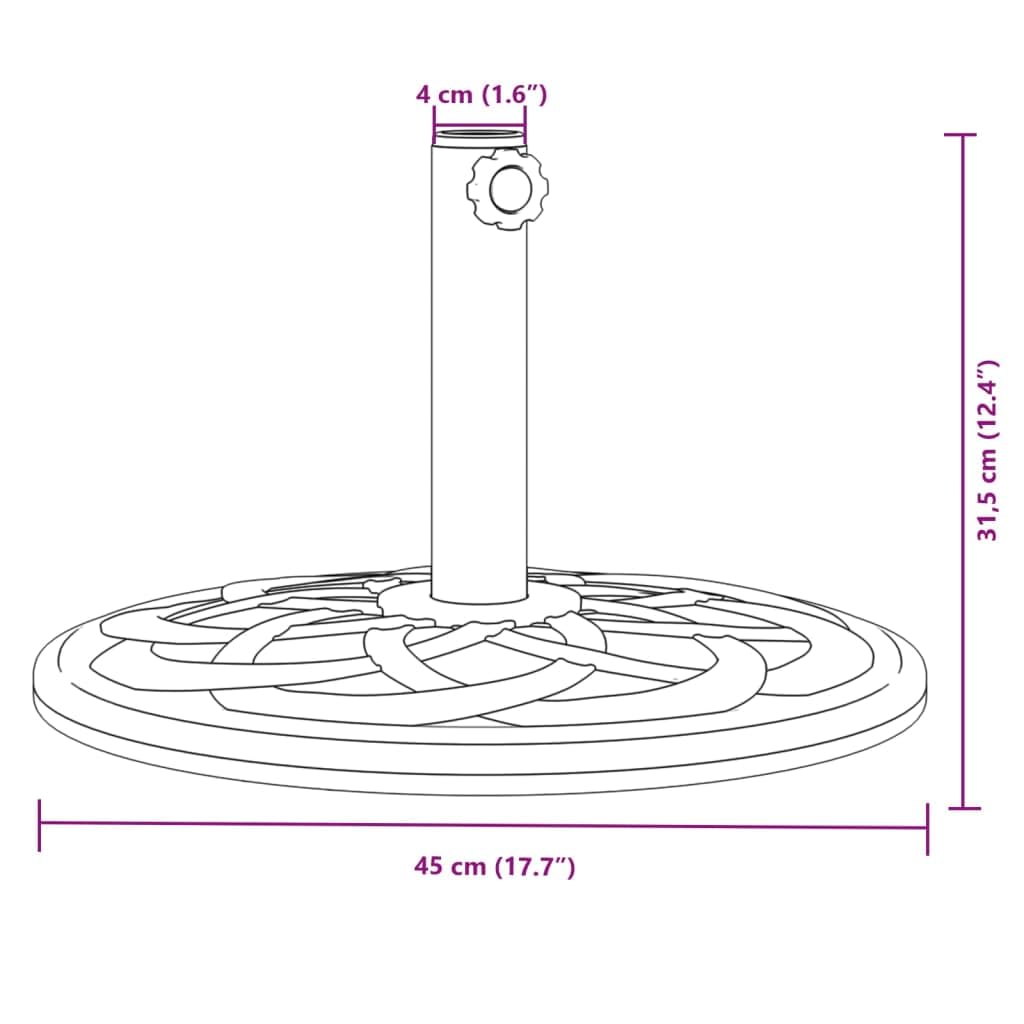 Supporto per ombrellone nero con motivo curvo, peso 12 kg, per palo Ø 38/48 mm, stabile base per ombrellone in PE e cemento, adattatore incluso per balcone, terrazza, giardino, patio e