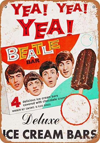 Inga Plaque en métal The Beatles Ice Cream Bars 1965 20,3 x 30,5 cm - Les Beatles, Paul McCartney, John Lennon, RIngo Starr, George Harrison Inga Plaque en métal The Beatles Ice Cream Bars 1965 20,3 x 30,5 cm