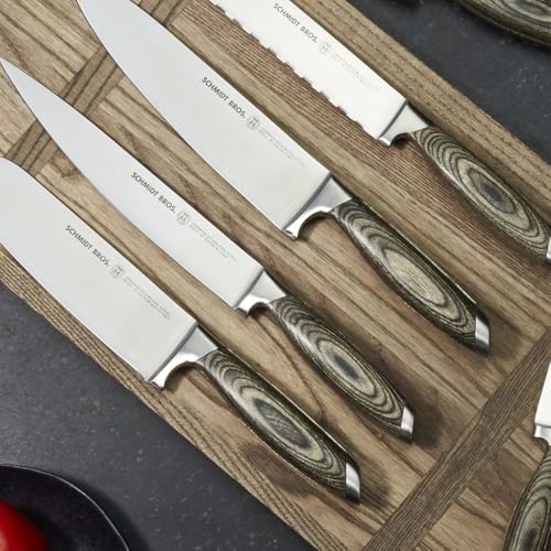 Schmidt Brothers -Bonded Ash- 15-Piece Knife Set, High-Carbon Stainless Steel Cutlery with Downtown Acacia and Acrylic Magnetic Knife Block and Knife Sharpener by Schmidt Bros. - Image 9