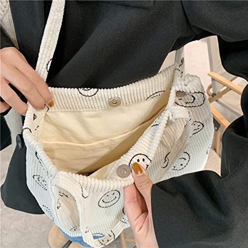 Image of JARKJARD Corduroy Tote Bag Aesthetic Cute Tote Bags Large School Shoulder Bags for TeenGirls Trendy Stuff