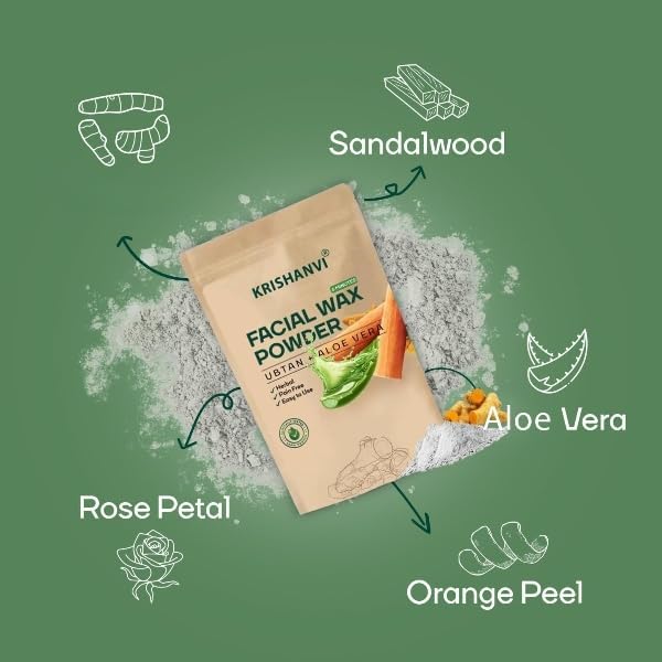 Image of Facial Hair Removal Wax Powder with Ubtan & Aloevera, Painless Herbal Facial & Body Hair Remover Waxing Powder for Women No Harmful Chemicals, No Irritation, No Skin Rashes-100 GM