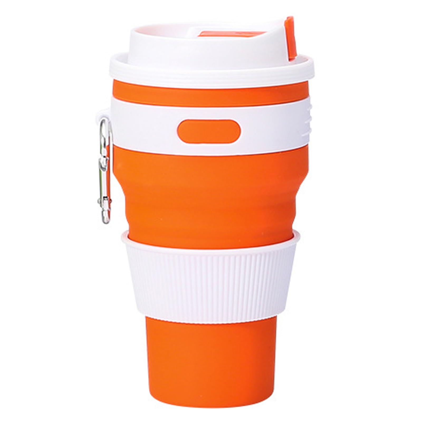 Silicone portable, étanche, réutilisable, comprend un mousqueton, idéal for le café, le thé, la randonnée, le camping et les activités de plein air,Gobelet pliable(Orange,S)