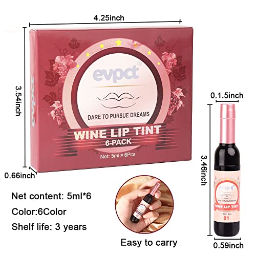Evpct 6Pcs Wine Bottle Lip Tint Stain Set Long Lasting Lipstick 24 Hour Waterproof For Women thumb #6