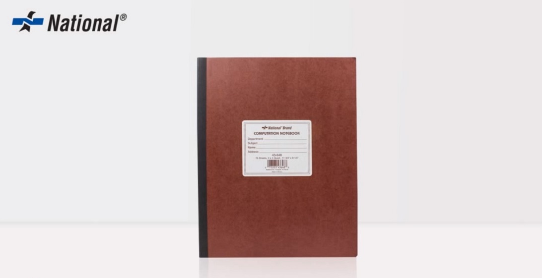 2-Pack Engineering Computation Notebooks - 4x4 Quad Ruled Green Paper, 11.75x9.25 Inch