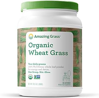 Amazing Grass Wheat Grass Powder: 100% Whole-Leaf Wheat Grass Powder for Energy, Detox & Immunity Support, Chlorophyll Providing Greens, 100 Servings