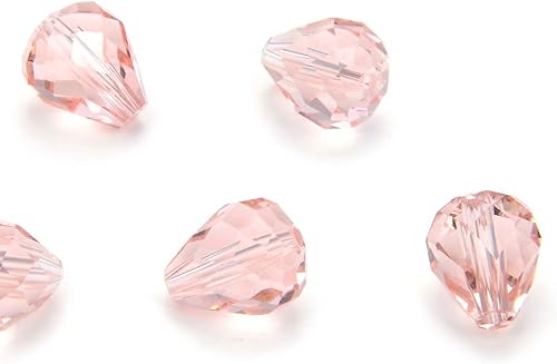 Miniatura 1 de 50 cuentas de cristal de lágrima facetadas de Adabele austriaco de 0.472 pulgadas, color rosa Padparadscha claro, compatibles con 5500 cristales de