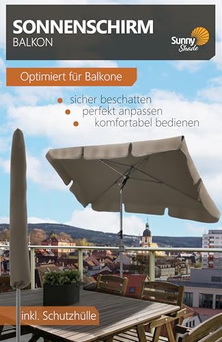 4smile Sonnenschirm Balkon SunnyShade Plus, mit Sonnenschirmhülle - Sonnnenschutz Balkon SET, Taupe - UV50+ Sonnenschirm rechteckig 200 x 125 cm – Bild 3