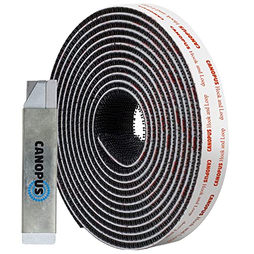 CANOPUS Hook and Loop Reclosable Fastener, SJ3550 250 Black Lock Tape for Hanging Pictures, Signs and Displays, Remotes, Tools, Crafts, 0.5 in x 6 ft, Made in USA