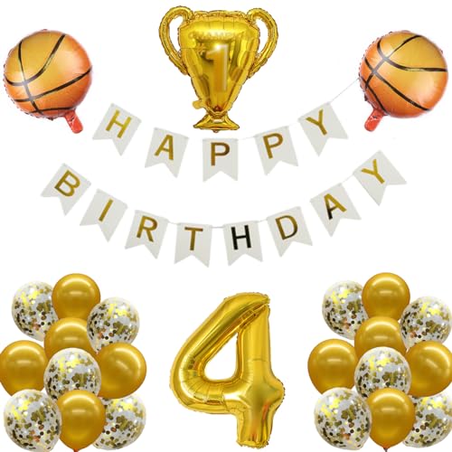 男の子 バスケットボール誕生日 バルーン 風船 セット バスケットボール バースデー トロフィー 飾り セット 4歳 誕生日 数字 バルーン 付け