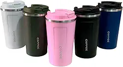 Copo Térmico 510ml Inox com Tampa Vedada | Isolamento a Vácuo | Anti-Vazamento | Mantém Bebidas Quentes e Frias | Ideal para Café, Chá e Cerveja (Rosa)