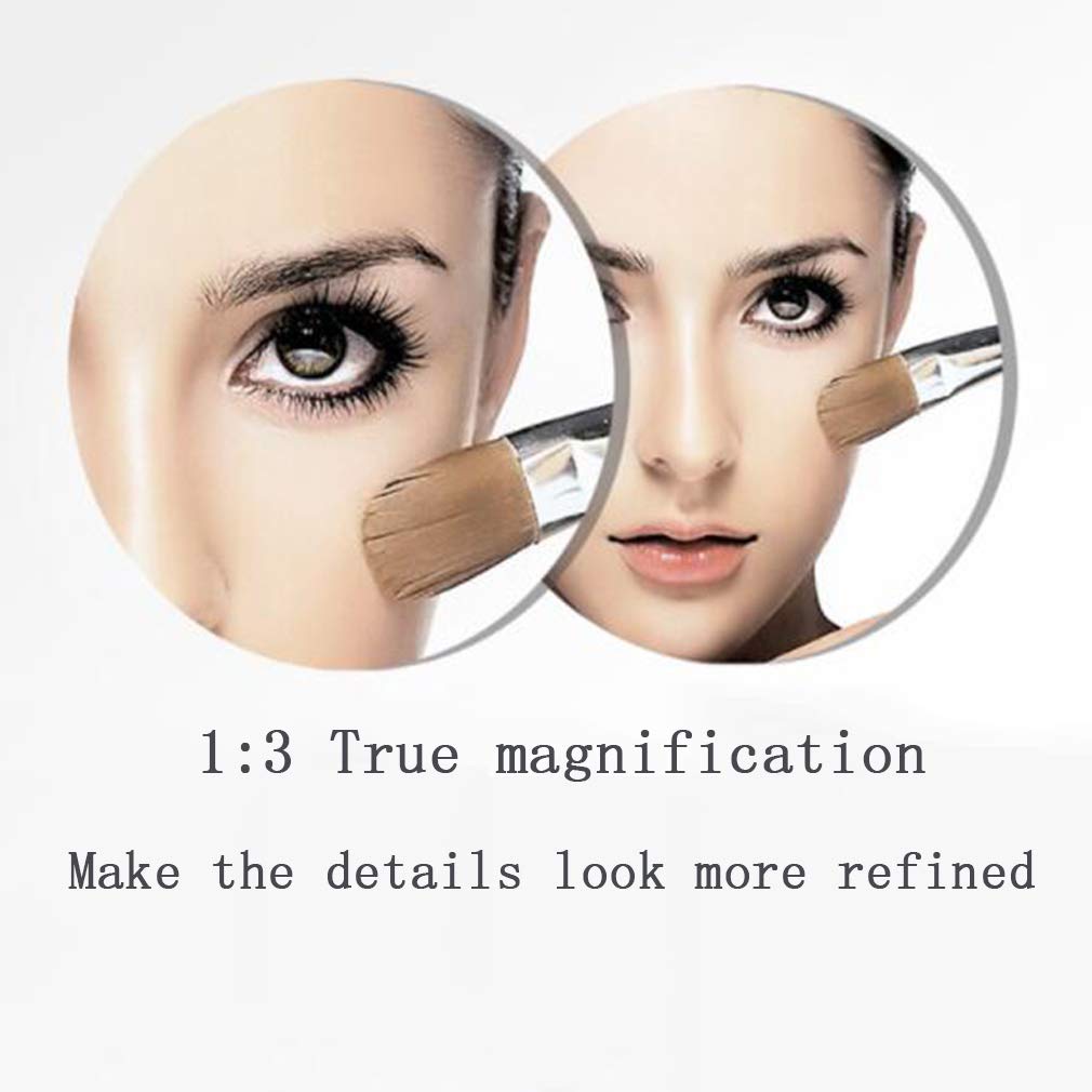 Espejo de tocador de maquillaje con luces, espejo de belleza montado en la pared de dos caras, espejo de baño con aumento 3X, espejo cosmético extensible, conexión cableada, oro rosa (dorado)