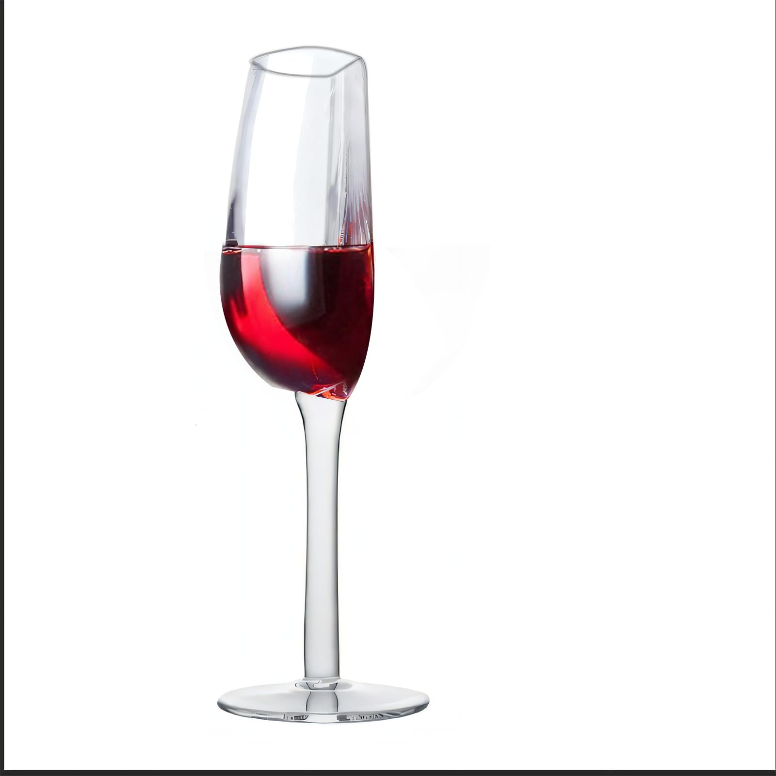 YILANJIN Half A Glass of Wine, 140ML Novelty Halved Shape Wine Glass, Long Stemmed Half Red Wine Cup