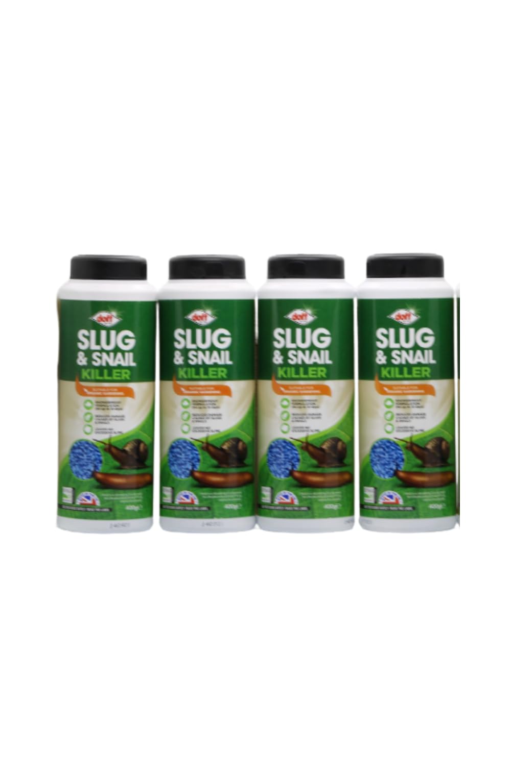 Slug & Snail Killer Max 400G Powerful Slug Killer Pellets for Protecting Ornamental Plants and Garden Vegetables Snail Repellant Best for Organic Gardening (Pack of 4)