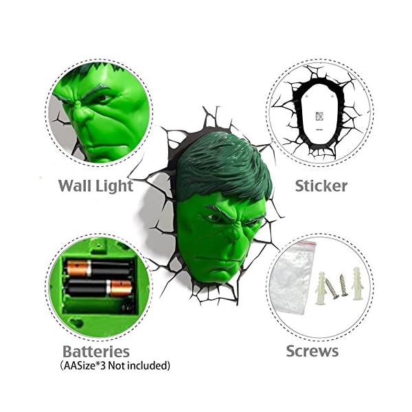 Jessecos Marvel Avengers HULK Head Gesicht Kopf 3D Deco Wandlampe Nachtleuchte – Bild 5