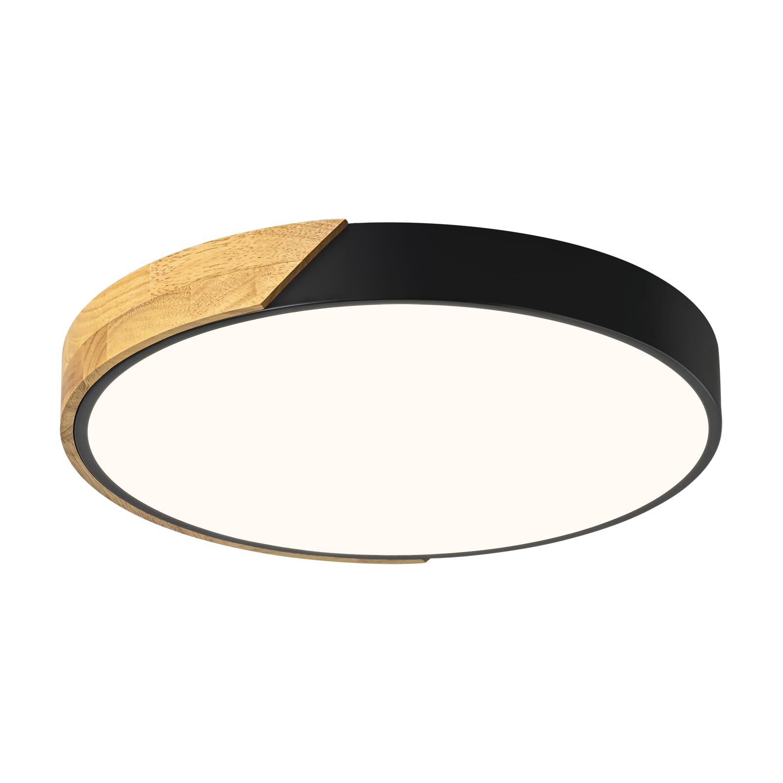 LED Deckenleuchte,Deckenlampe 40cm Runde Holz,Moderne Lampe Schwarz Deckenlampe,36W 4000K deckenleuchten,für Wohnzimmer, Schlafzimmer, Büro,Küche,Flur, Kinderzimmer