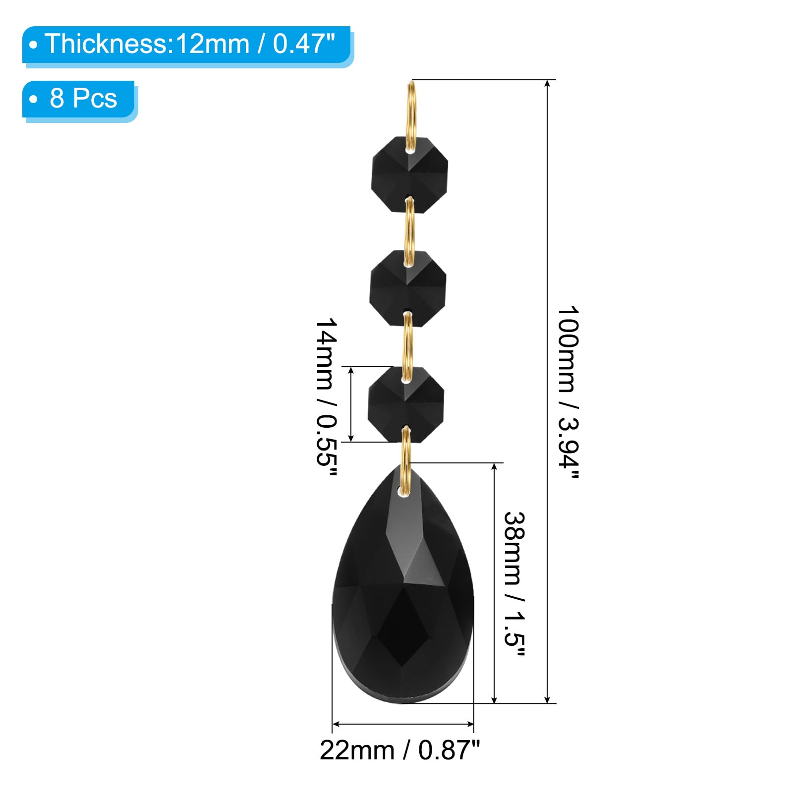 PATIKIL Teardrop Crystal Chandelier Pendants Beads - Image 2