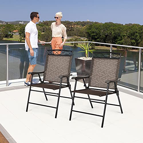 GYMAX ガーデンチェア 折りたたみ レジャーチェア ラタンチェア コンパクト リクライニングチェア 2脚セット テラスチェア ガーデン 屋外 ベランダ 庭 お釣り キャンプ 花見 軽量 椅子 チェア 耐荷重120kg 9枚目