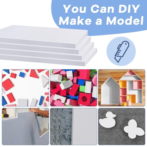 Frienda 12 Pcs Foam Board Bulk XPS Foam Sheet Panel for DIY Crafts Sculpture Modeling Floral Arrangements School Home Office Art(12" X 12" X 1/2",White) - Image 7